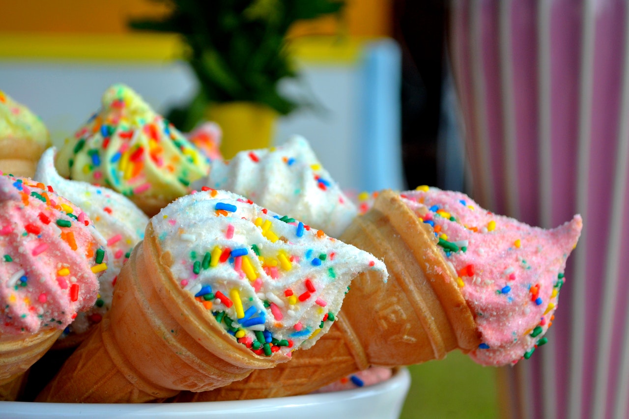Ice cream cones with sprinkles